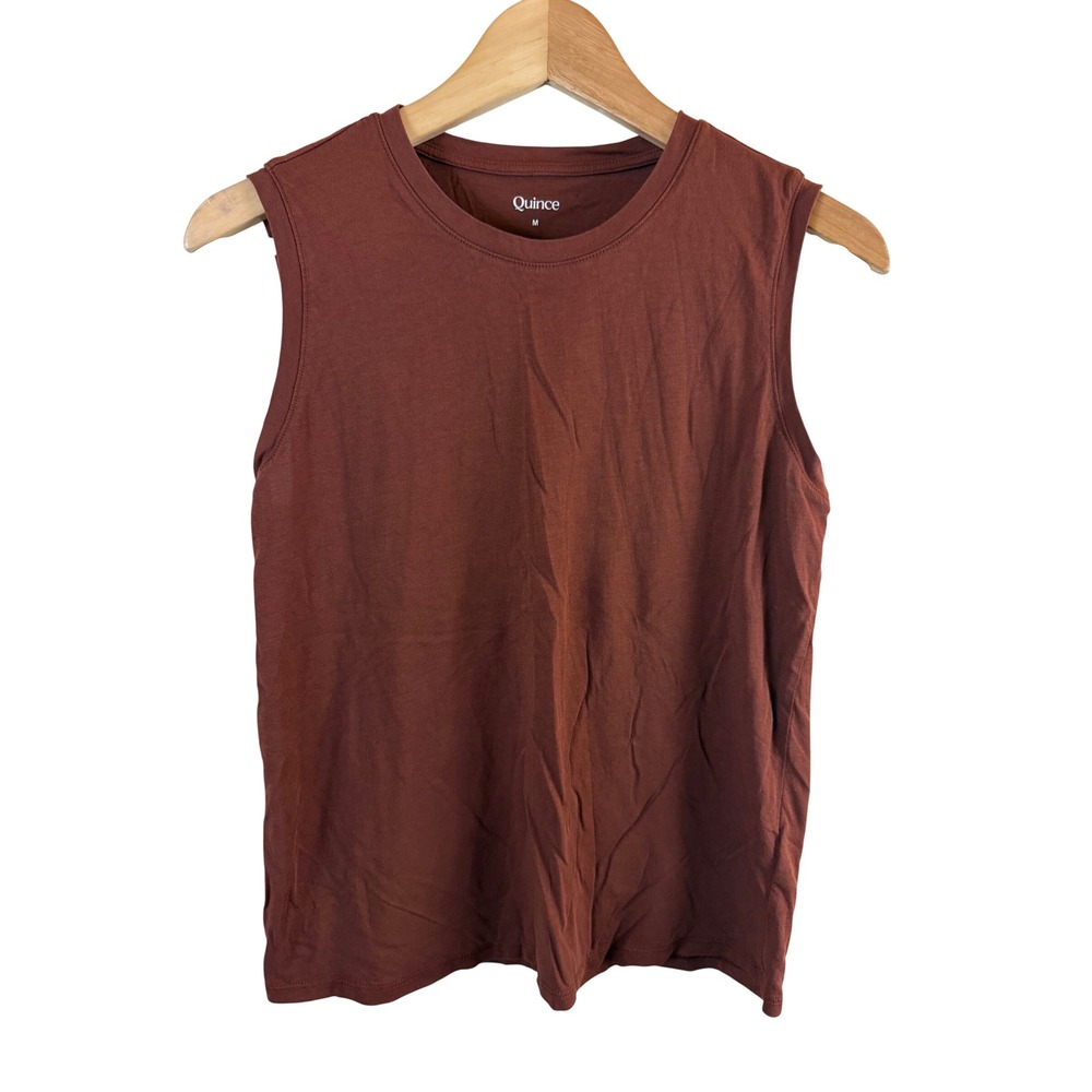 Quince Cotton Modal Muscle Tank Women M Redwood Brown Sleeveless Crew Neck